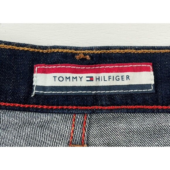 Tommy Hilfiger Mens 34x33 Selvedge Slim Leg Denim Blue Jeans Dark Wash Stretch - Picture 10 of 14